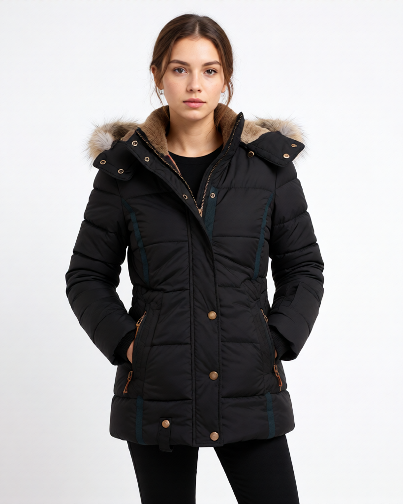 Stylish Black Puffer Jacket for Women