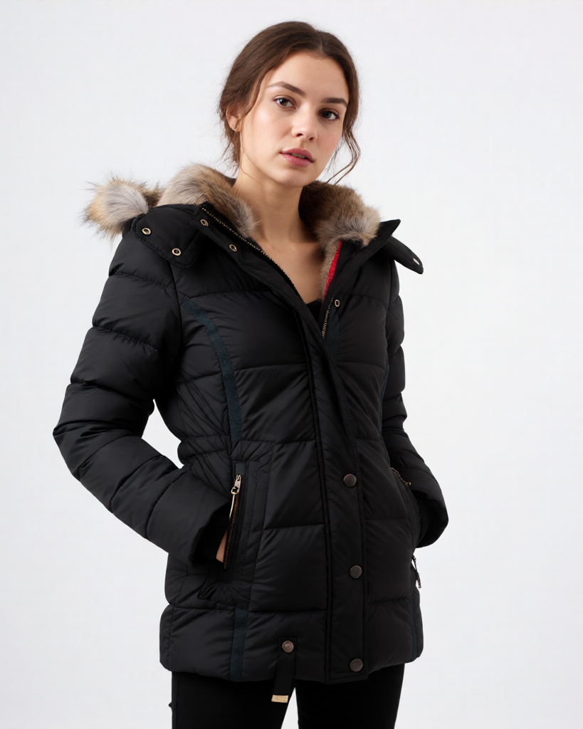 Stylish Black Puffer Jacket for Women