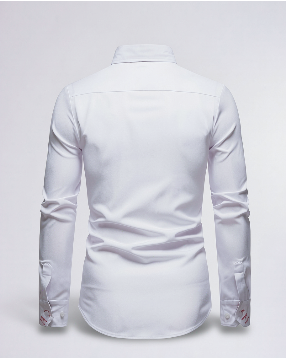 Chic Tailored White Shirt with Floral Cuffs