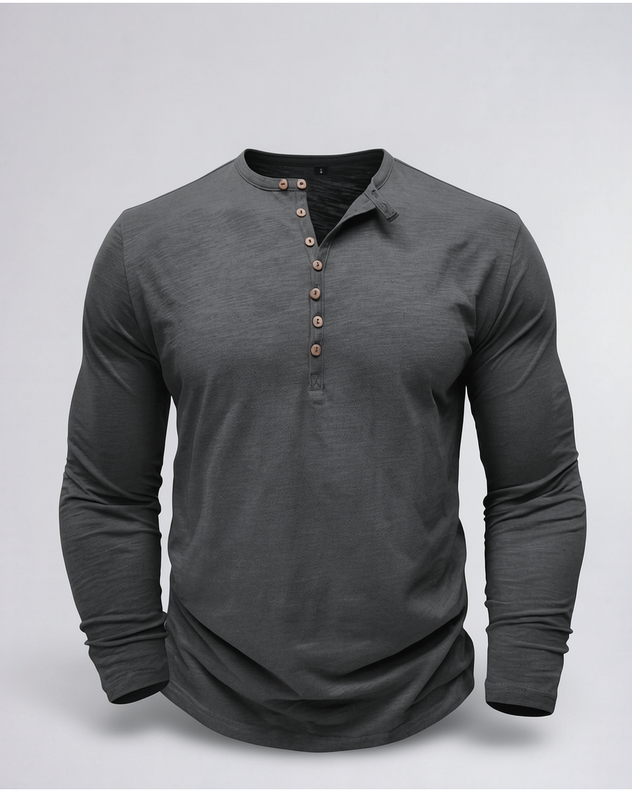 Classic Comfortable Long-Sleeve Henley Shirt