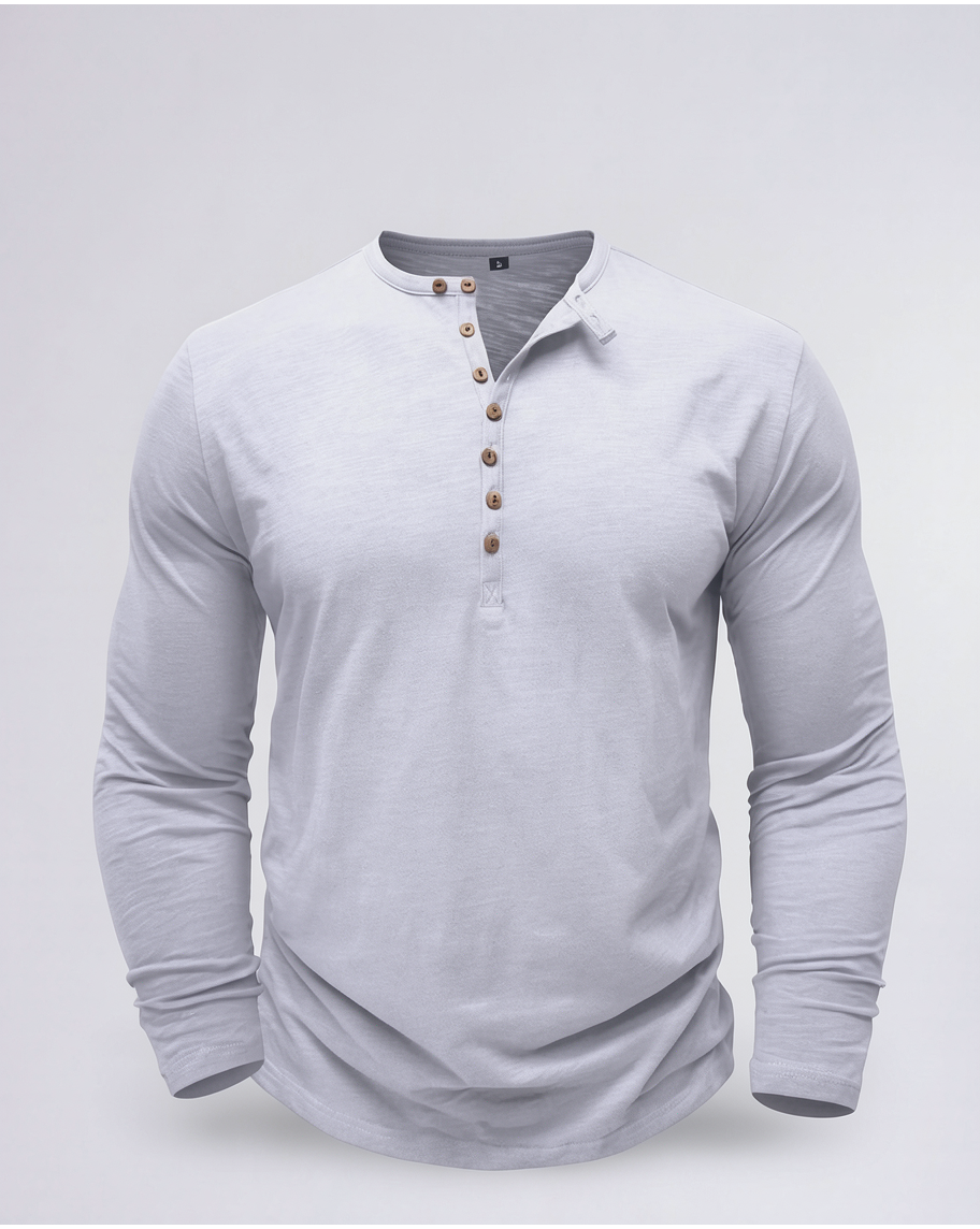 Classic Comfortable Long-Sleeve Henley Shirt