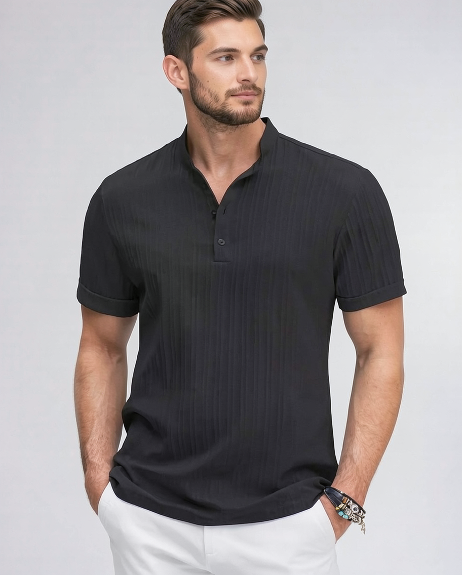 Men's Retro Striped Henley Shirt