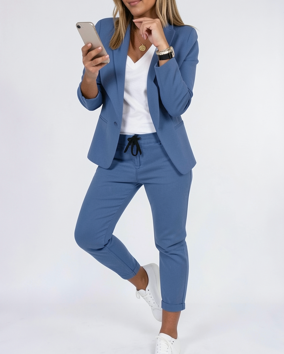 Chic Tailored Blazer and Jogger Pants Set for Women