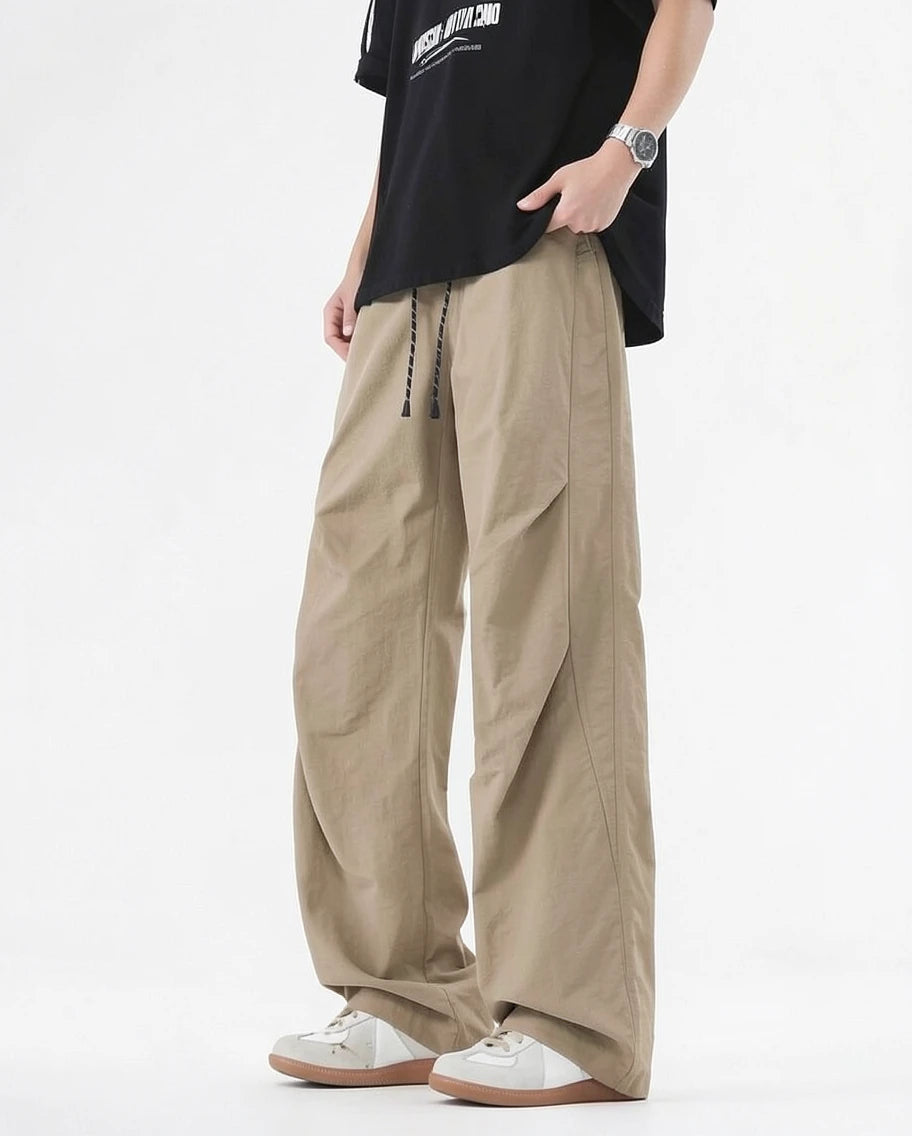 Military-Inspired Straight-Leg Nylon Cargo Pants