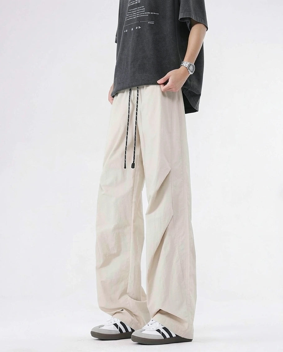 Military-Inspired Straight-Leg Nylon Cargo Pants