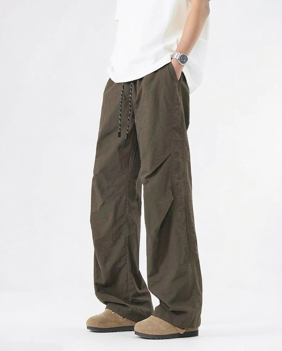 Military-Inspired Straight-Leg Nylon Cargo Pants