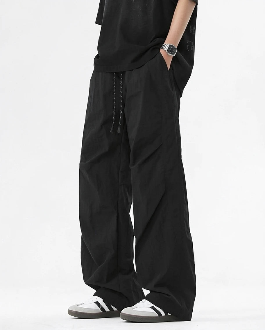 Military-Inspired Straight-Leg Nylon Cargo Pants