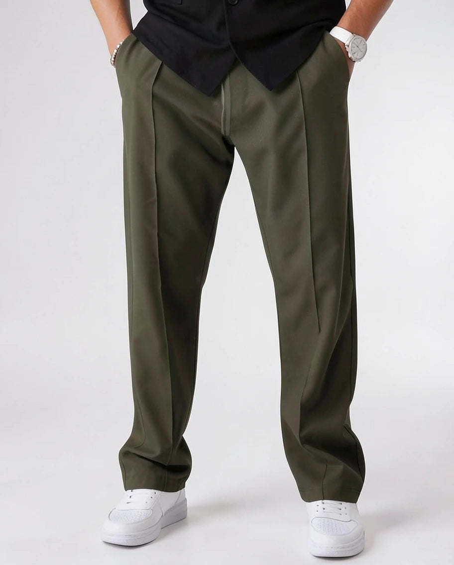 Tailored Relaxed-Fit Straight-Leg Dress Trousers