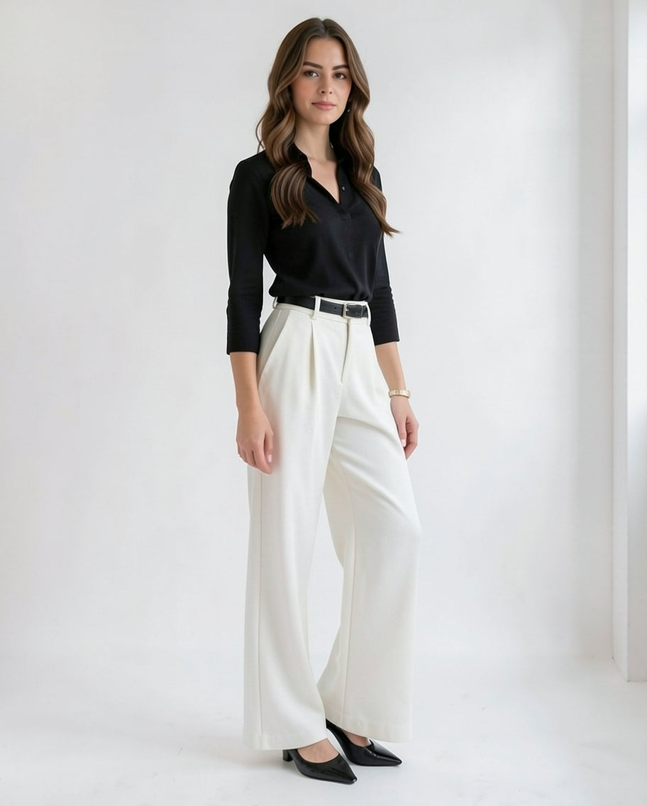 Chic Black Wide Leg Trousers for Women