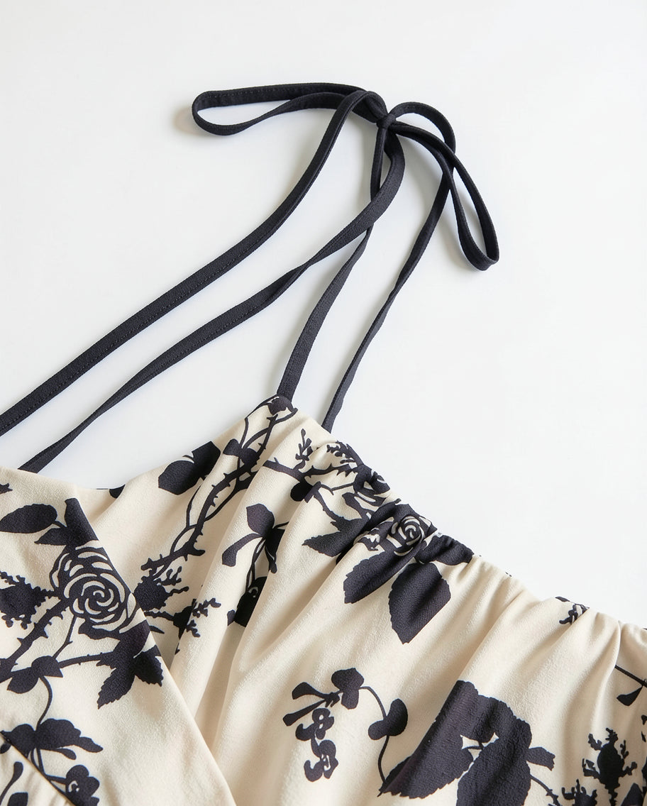 Floral Tie-Strap Midi Dress