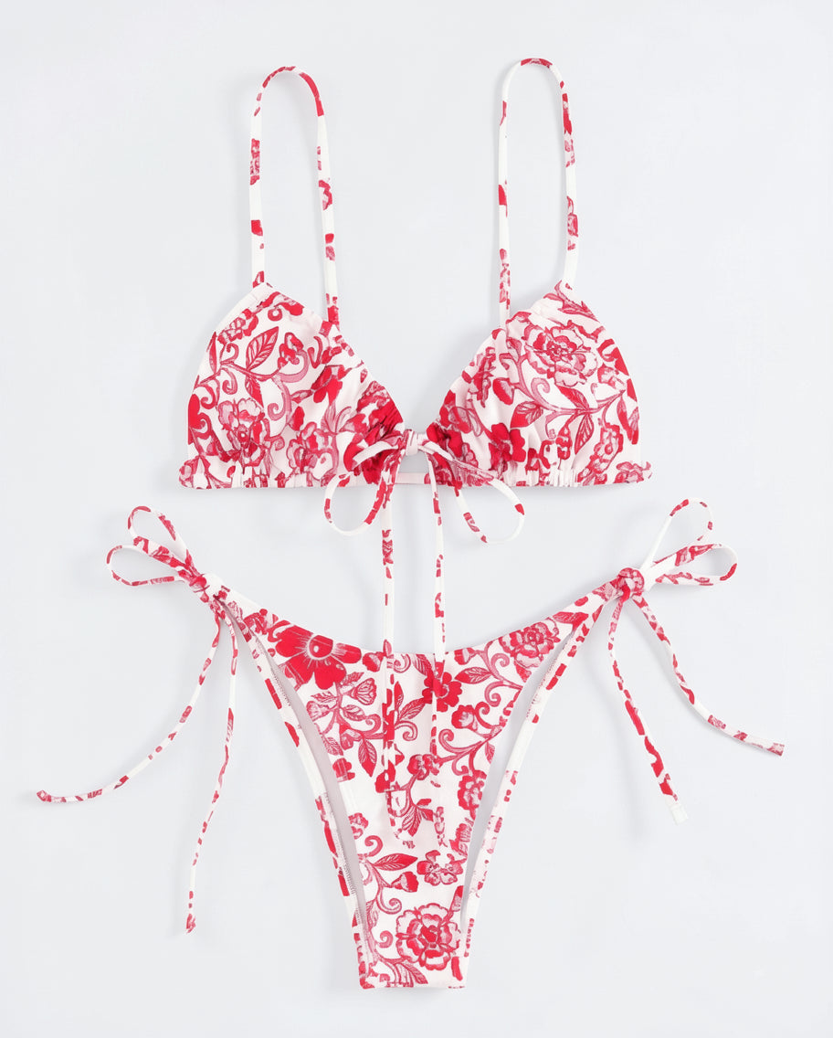 Floral Tie-Front Bikini Set