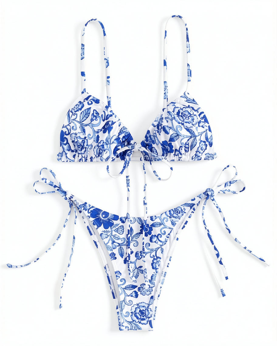 Floral Tie-Front Bikini Set