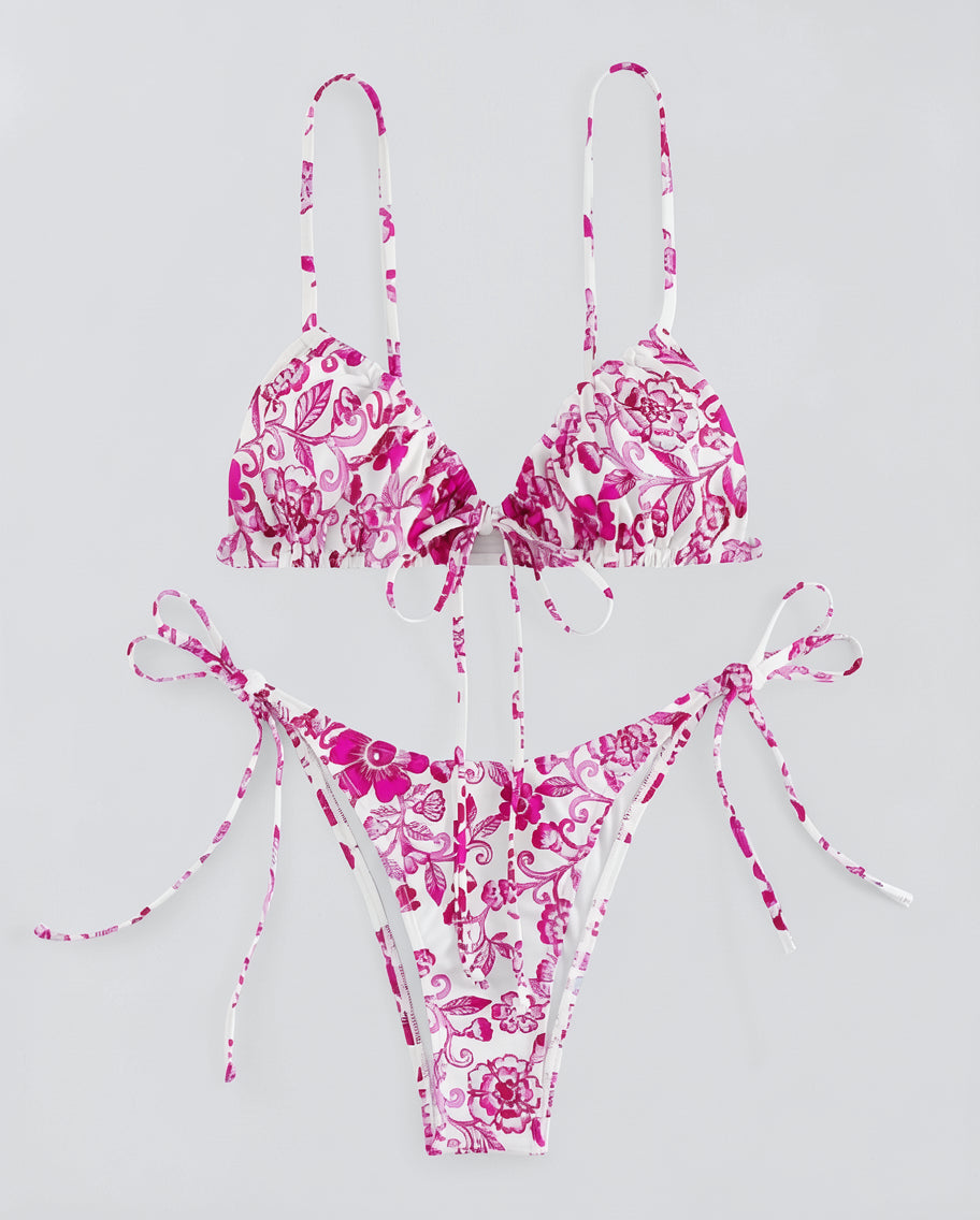 Floral Tie-Front Bikini Set