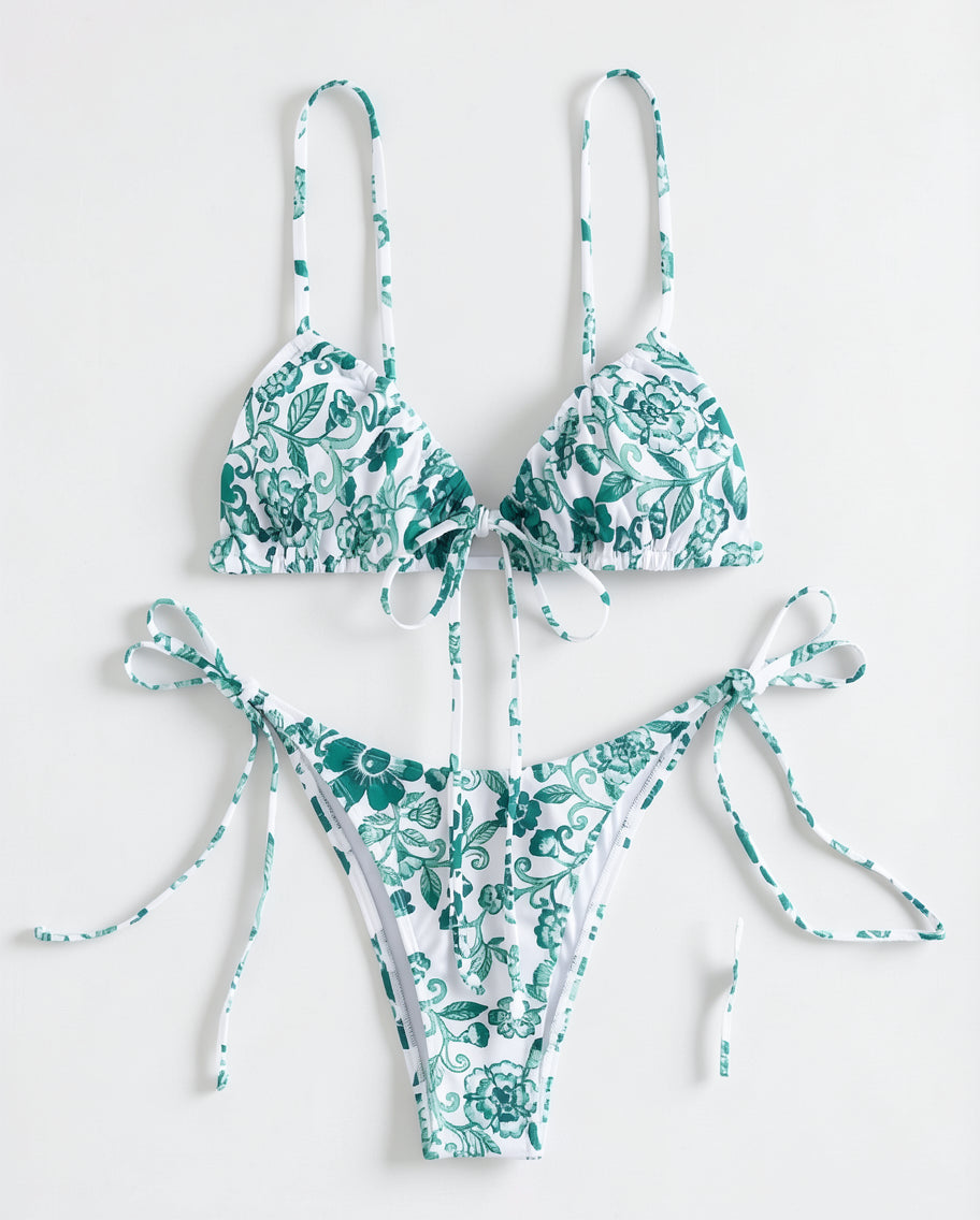 Floral Tie-Front Bikini Set