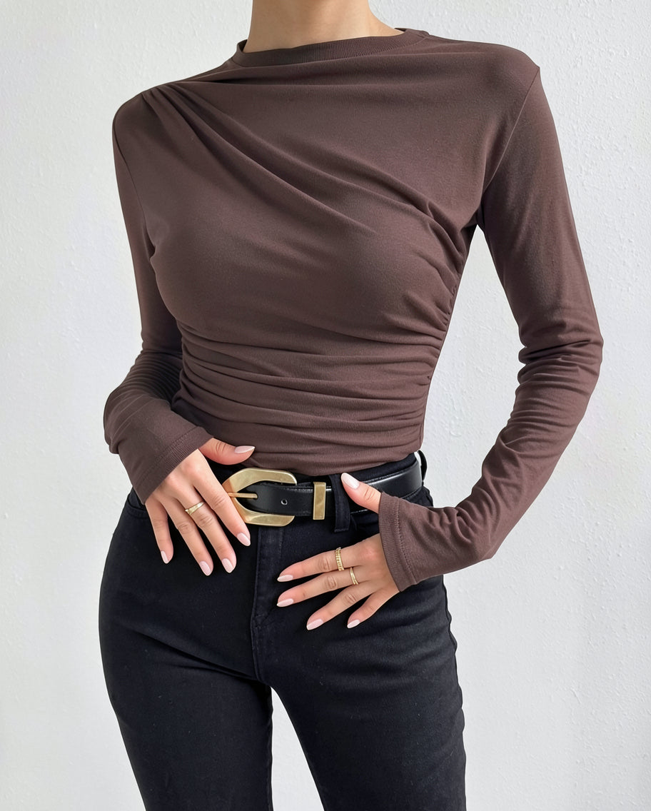 Ruched Long Sleeve Shirt for Women