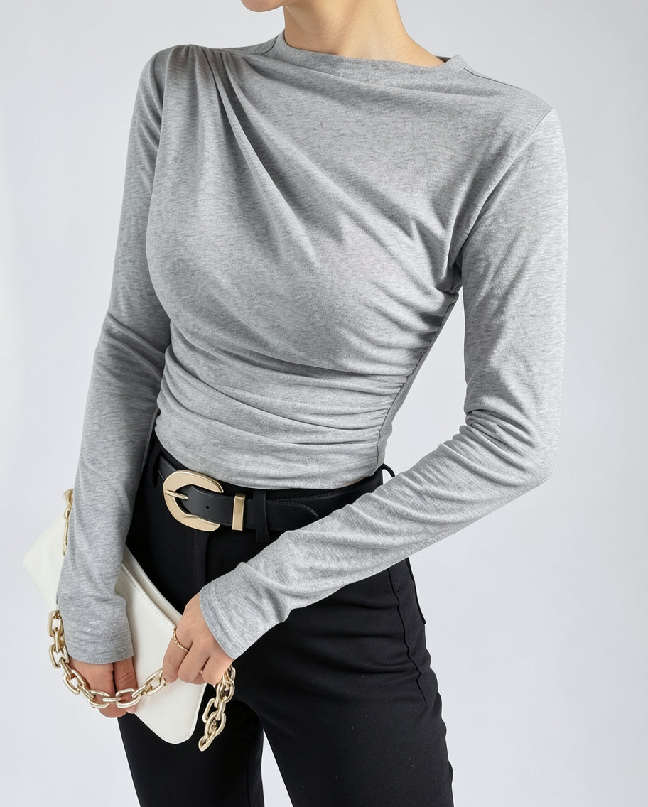Ruched Long Sleeve Shirt for Women