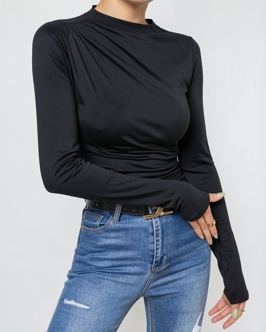 Ruched Long Sleeve Shirt for Women