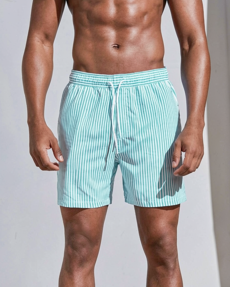 Striped Drawstring Swim Shorts