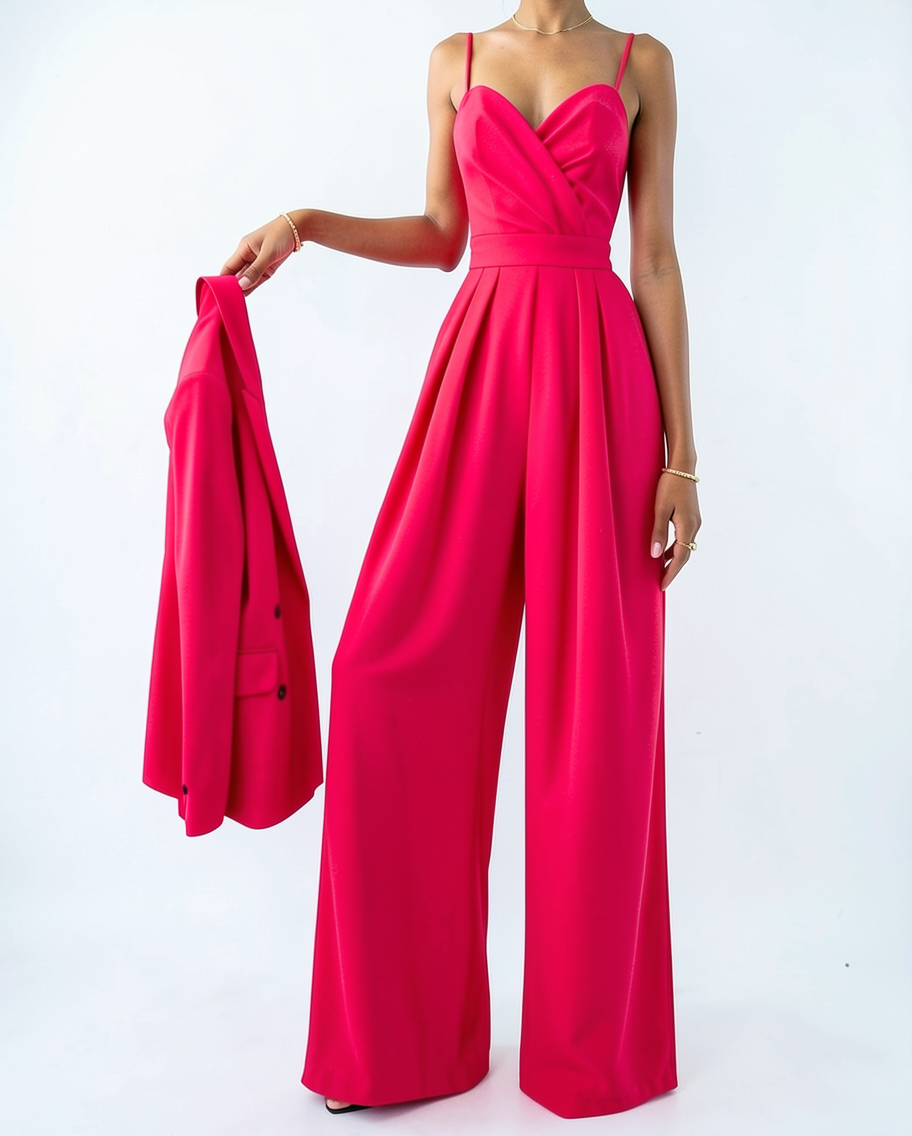 Elegant Wide Leg Halter Jumpsuit
