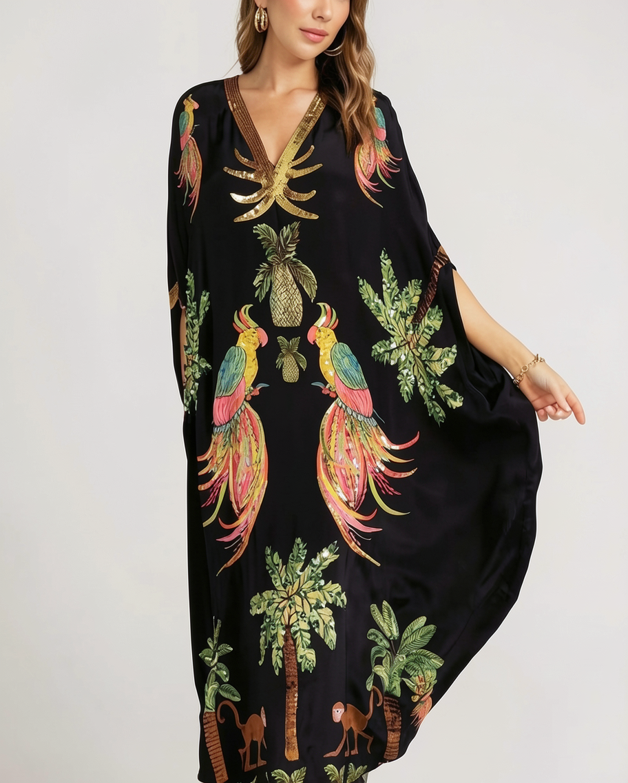 Oversized Split-Sleeve Beach Kaftan Cover Up