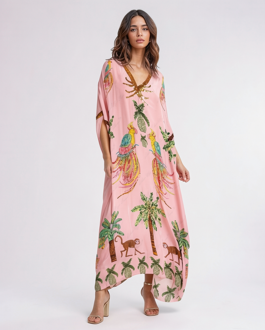 Oversized Split-Sleeve Beach Kaftan Cover Up