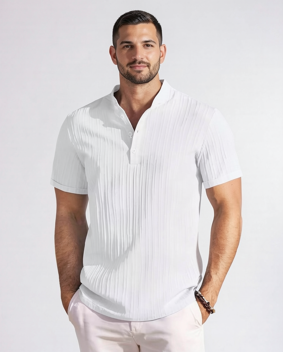 Men's Retro Striped Henley Shirt