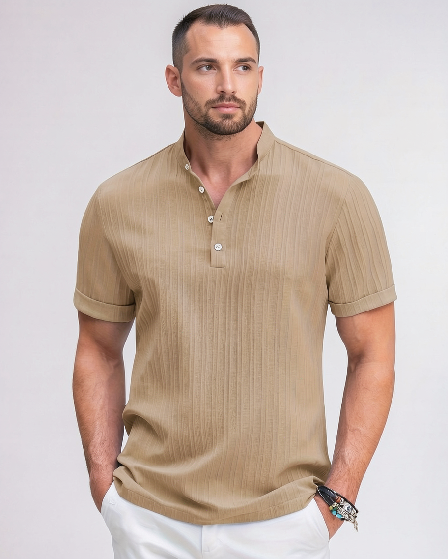 Men's Retro Striped Henley Shirt