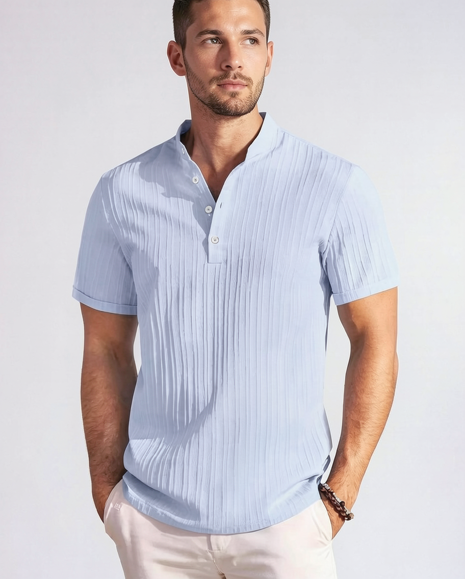 Men's Retro Striped Henley Shirt