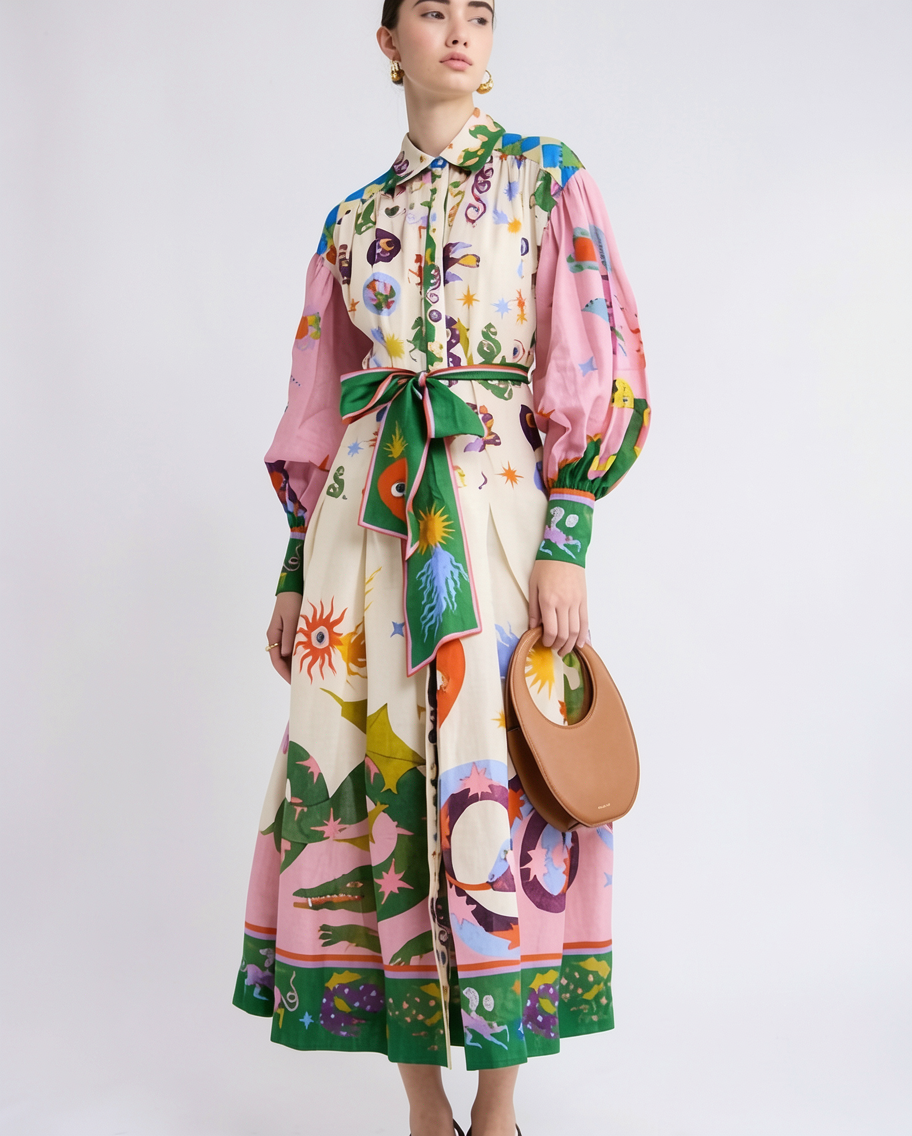 Tiered Tie-Waist Summer Midi Day Dress