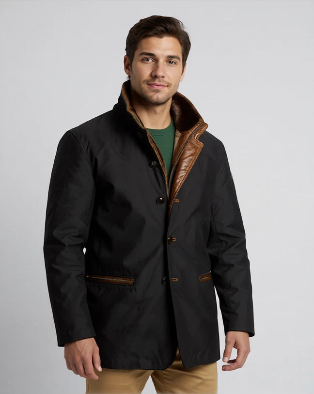 Stylish Vintage Men's Jacket with Reversed Collar