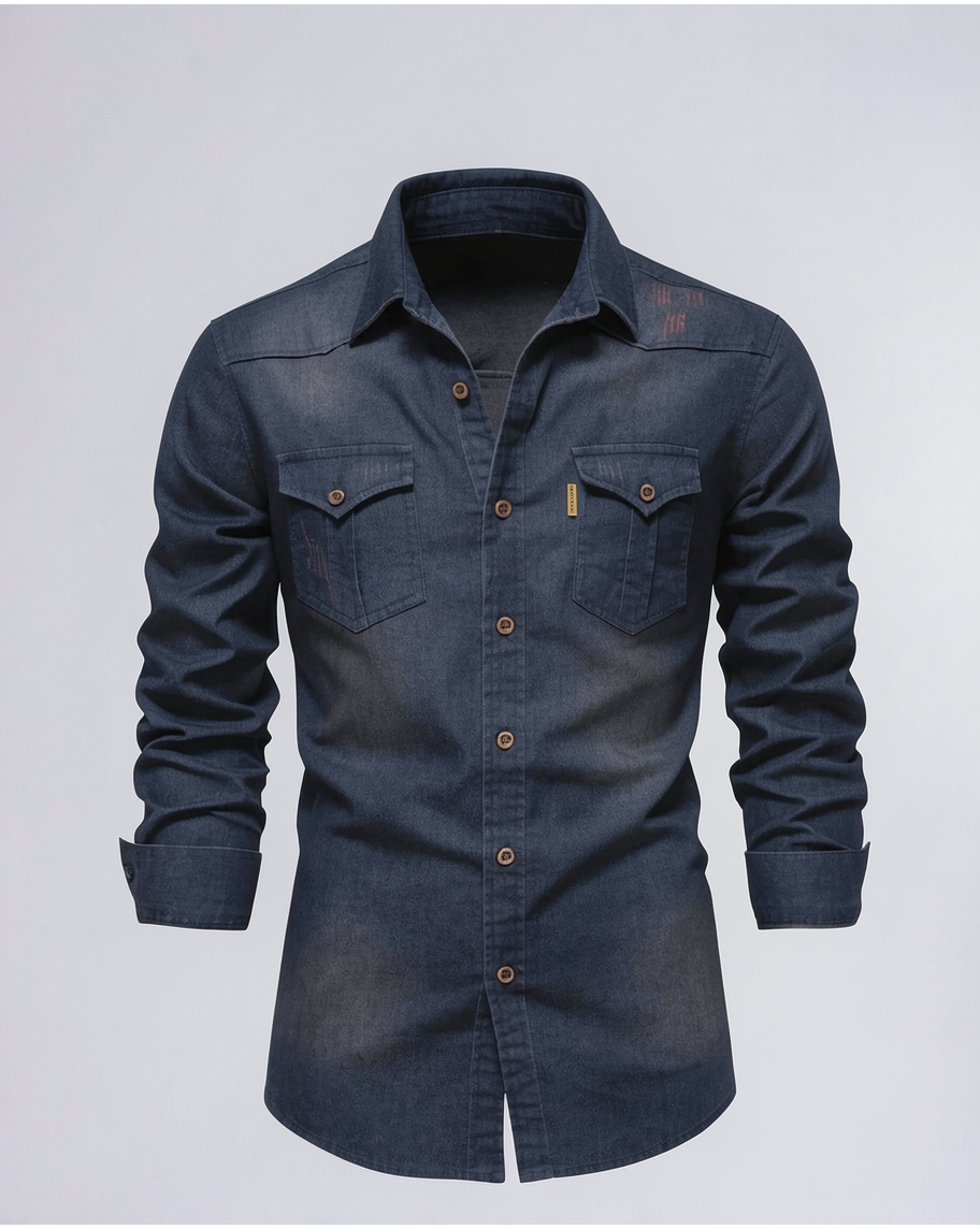 Timeless Classic Mens Denim Shirt - Versatile Button-Up Top for Casual Style