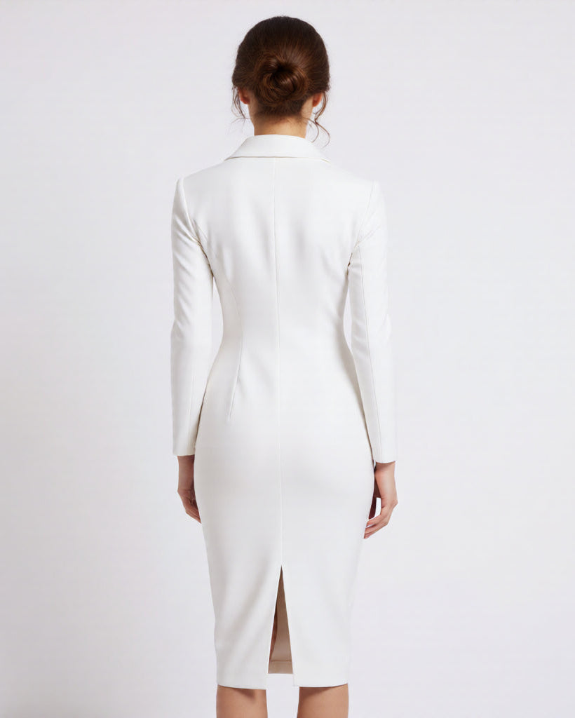 Sophisticated Black Fitted Midi Dress