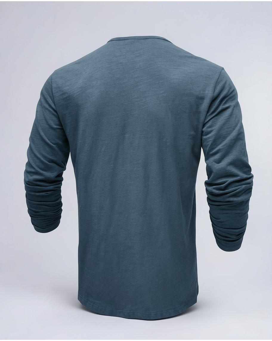 Classic Comfortable Long-Sleeve Henley Shirt