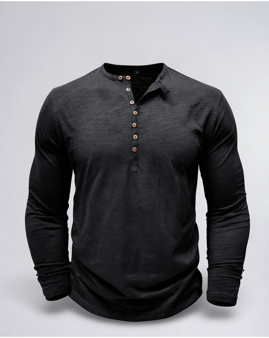 Classic Comfortable Long-Sleeve Henley Shirt