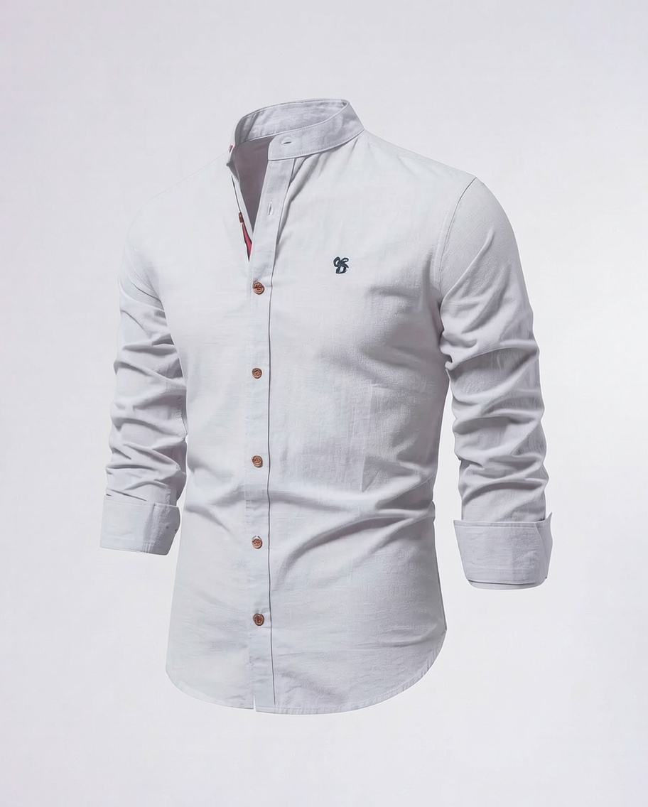 Stylish Tailored Men's Long Sleeve Shirt in White and Black Options