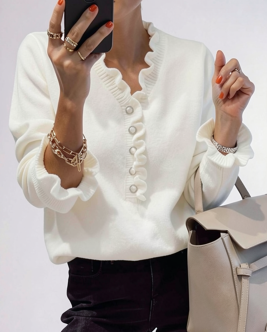 Charming Elegant White Ruffle Blouse | Summer Tops for Women