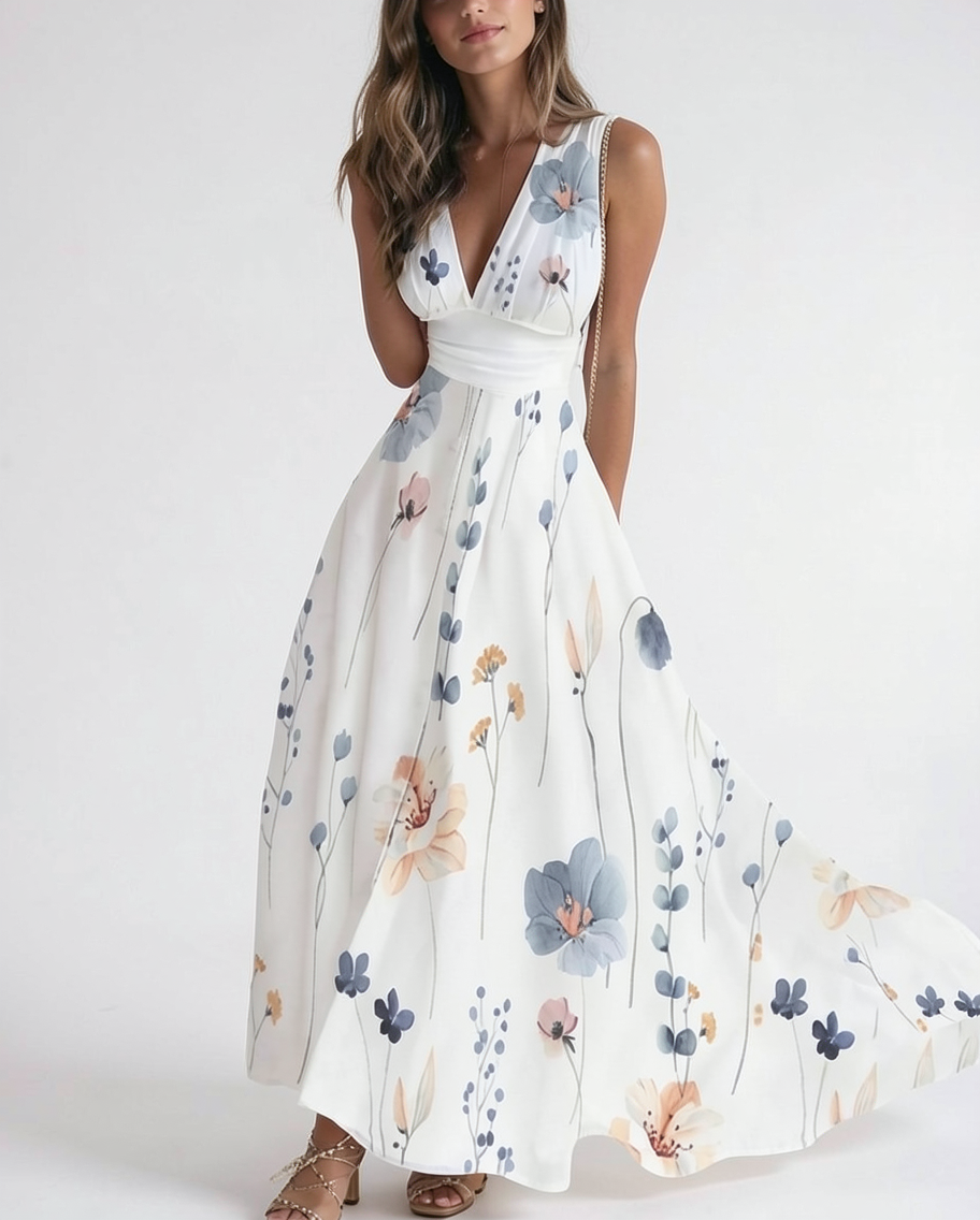 Chic Floral Maxi Dress for Women - Elegant Summer Wedding Guest Dresses