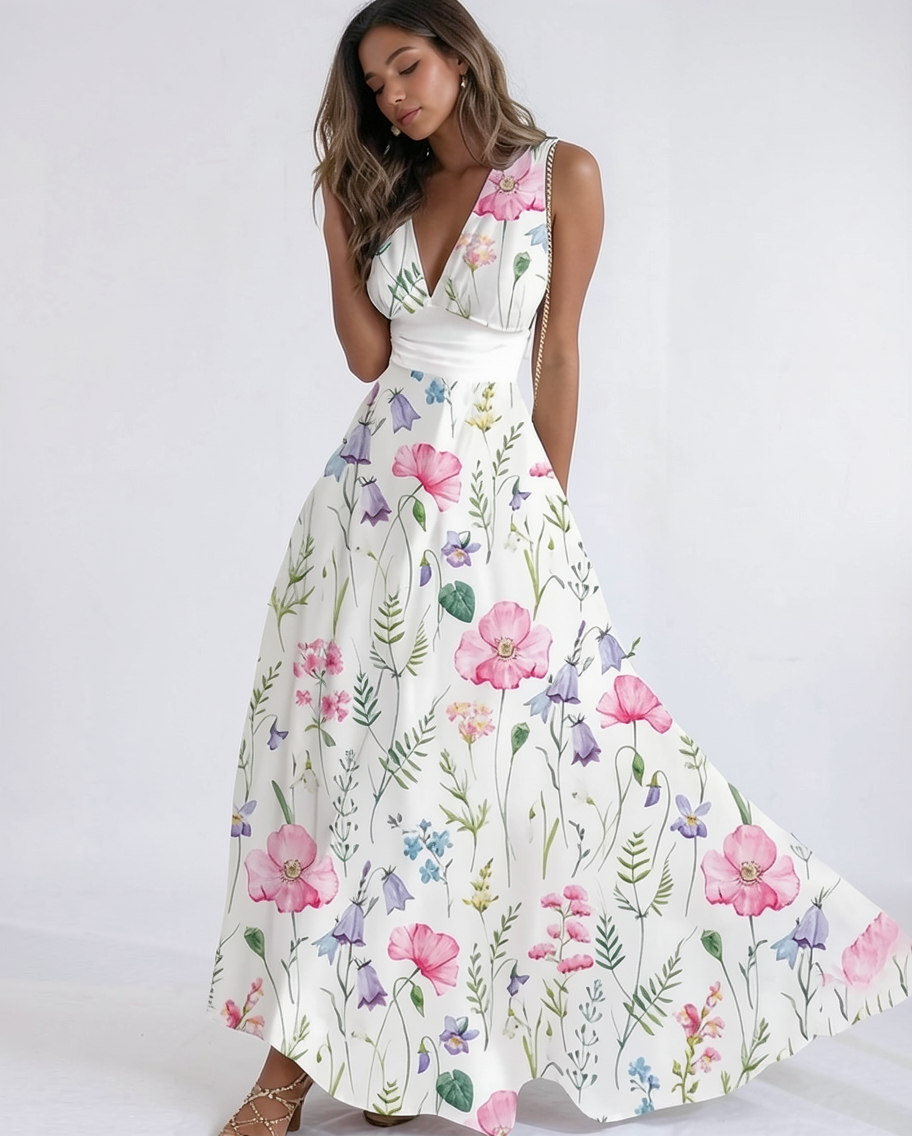 Chic Floral Maxi Dress for Women - Elegant Summer Wedding Guest Dresses