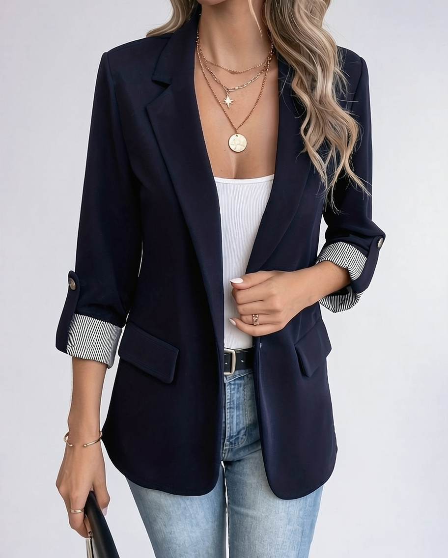 Chic Tailored Black Blazer for Women - Elegant Office Style