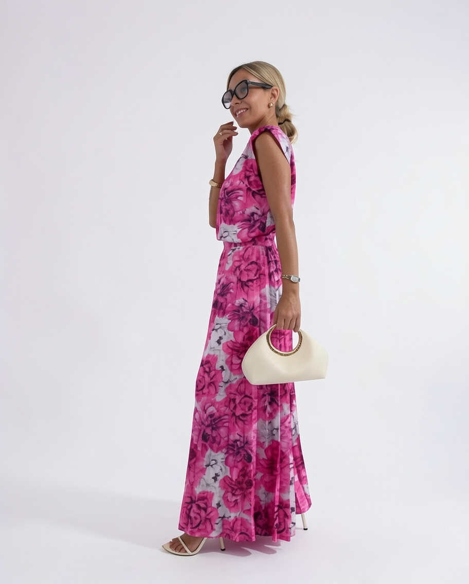 Elegant Chic Women's Set with Pleated Jumpsuit