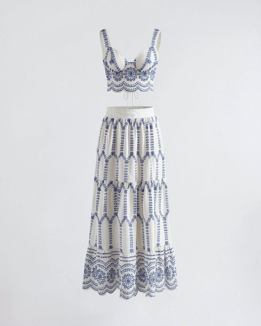 Stylish Printed Sleeveless Skirt Co Ord Set