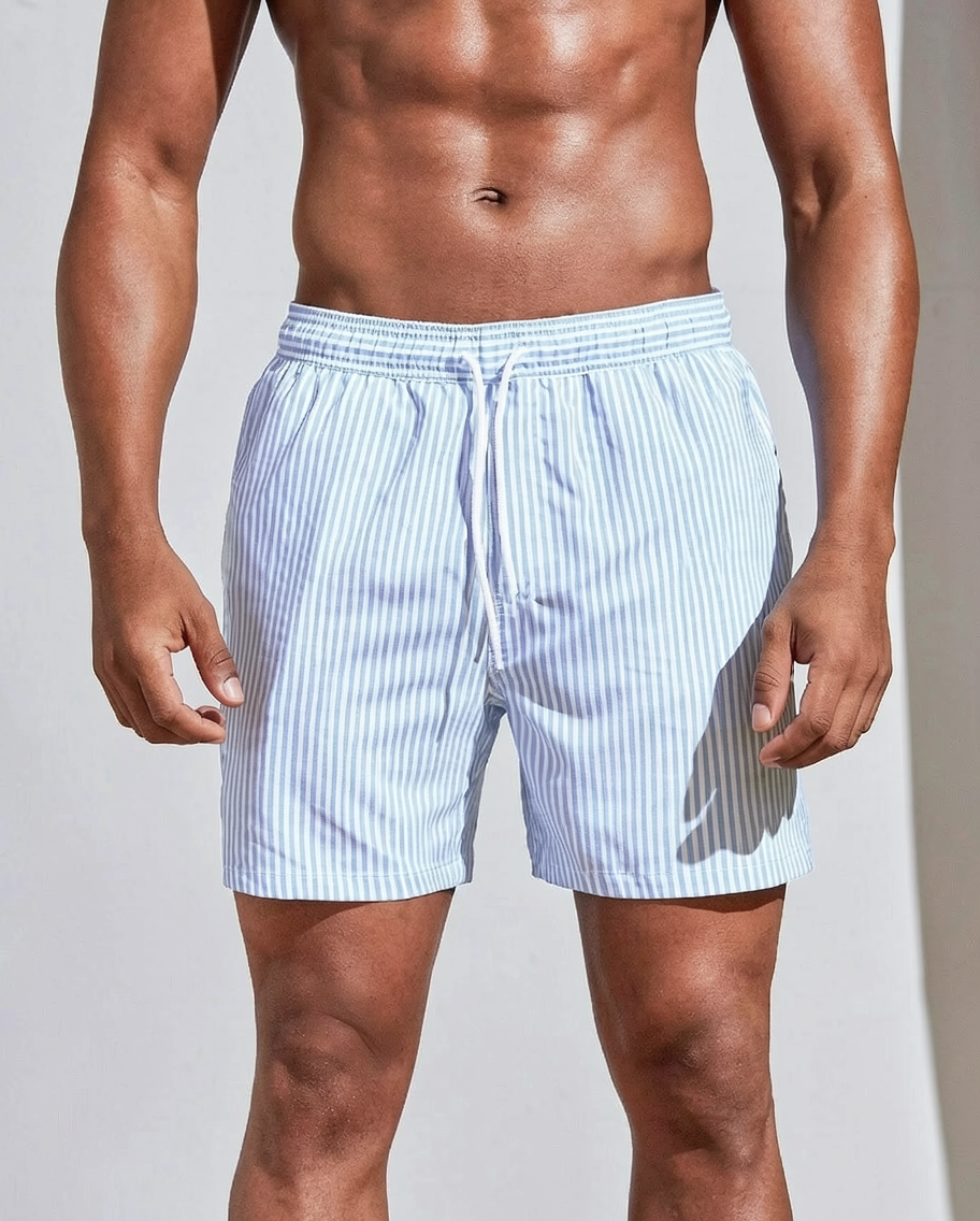 Striped Drawstring Swim Shorts