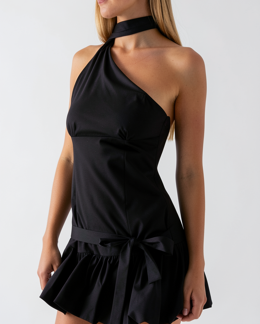 Fitted Polka Dot Halter Dress