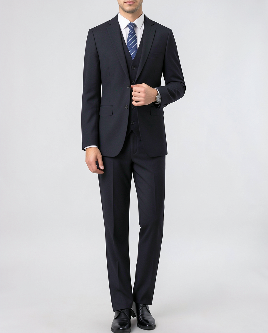 Classic Wool Blend Mens Three Piece Suit