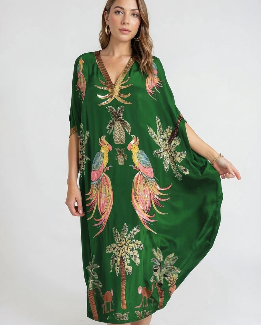 Oversized Split-Sleeve Beach Kaftan Cover Up