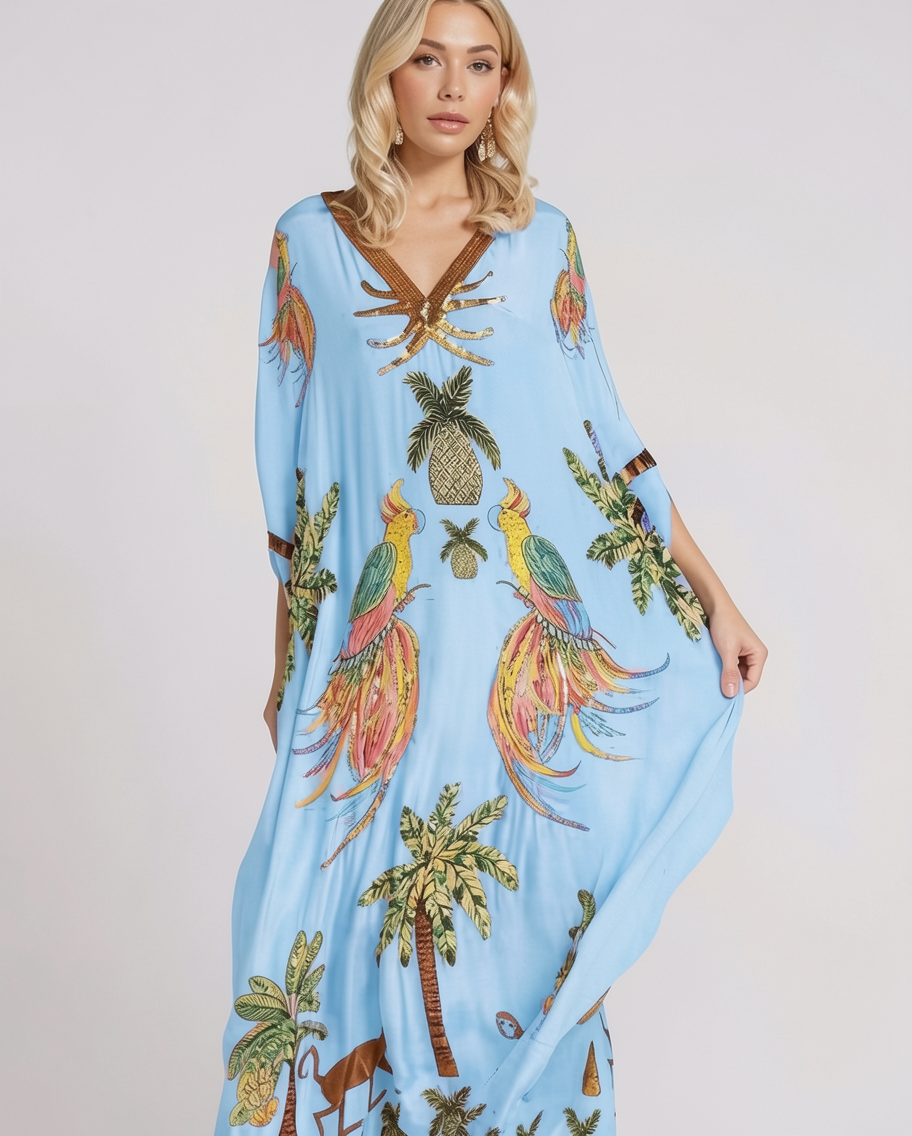 Oversized Split-Sleeve Beach Kaftan Cover Up