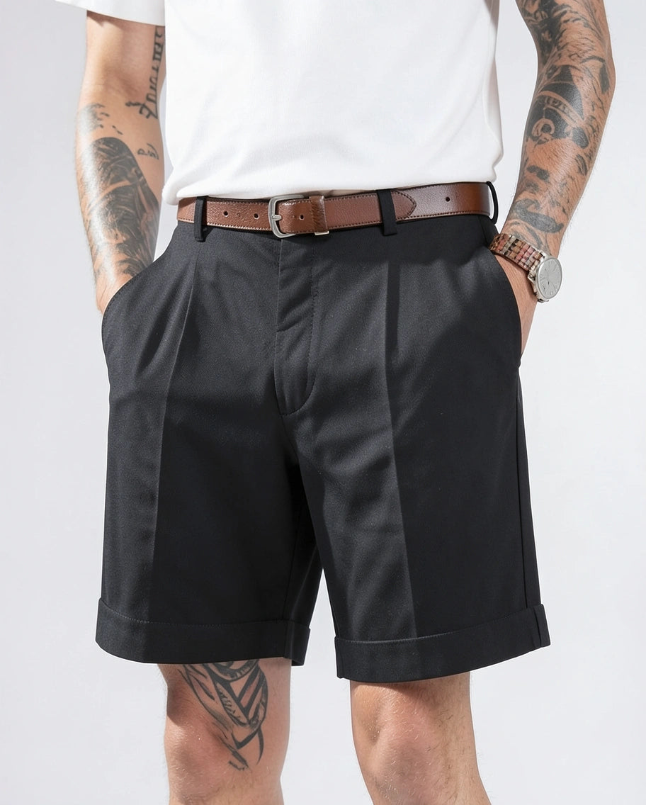 Relaxed Pleated Linen Shorts