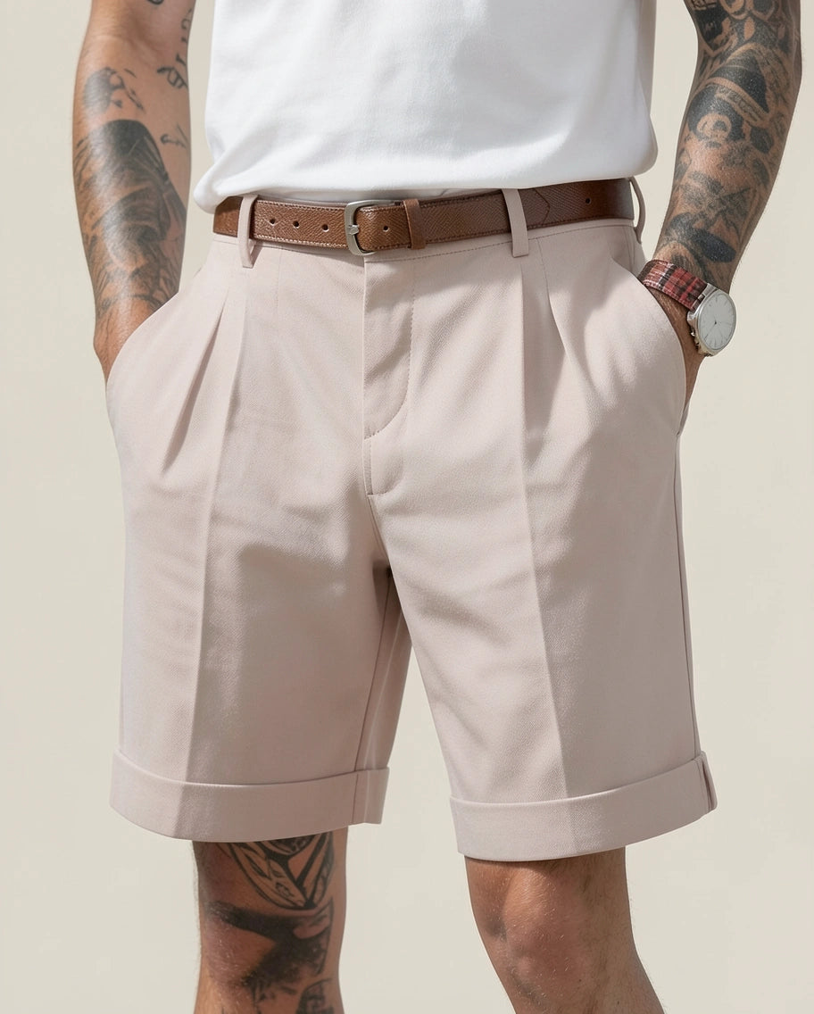 Relaxed Pleated Linen Shorts