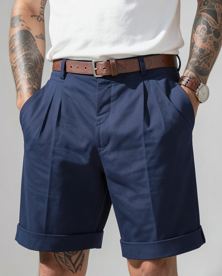 Relaxed Pleated Linen Shorts