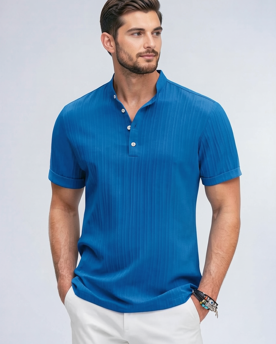 Men's Retro Striped Henley Shirt